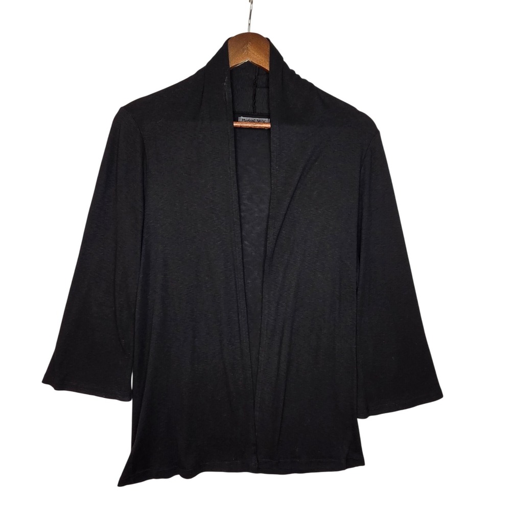 Michael Stars black open front cardigan One size supima/modal slub lightweight
